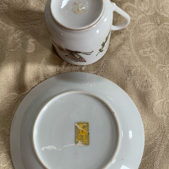Vintage LJ Japan Small Butterfly Tea Cup & Saucer Set - Picture 5 of 6